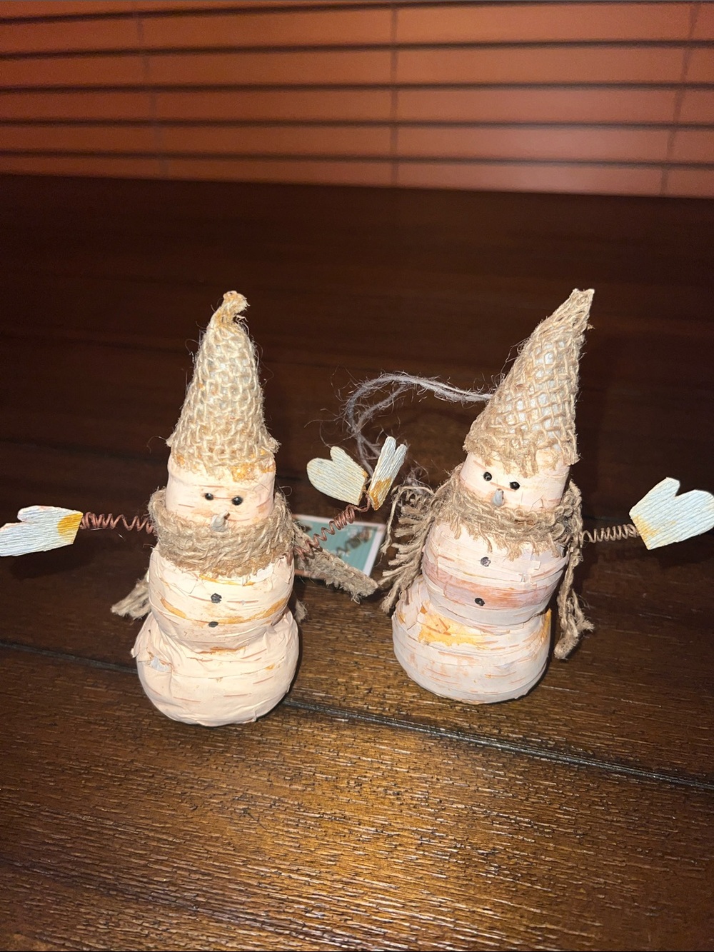Rustic Burlap Snowman Holiday Ornaments
